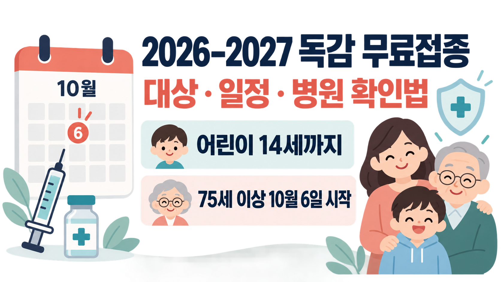 2026 독감 무료접종 대상·일정: 75세 이상 10월 6일 시작
