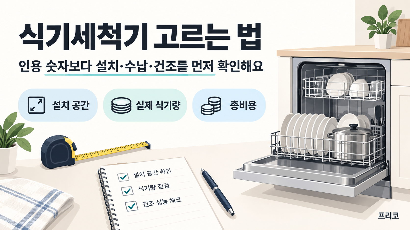 식기세척기 고르는 법: 용량·설치·건조·총비용