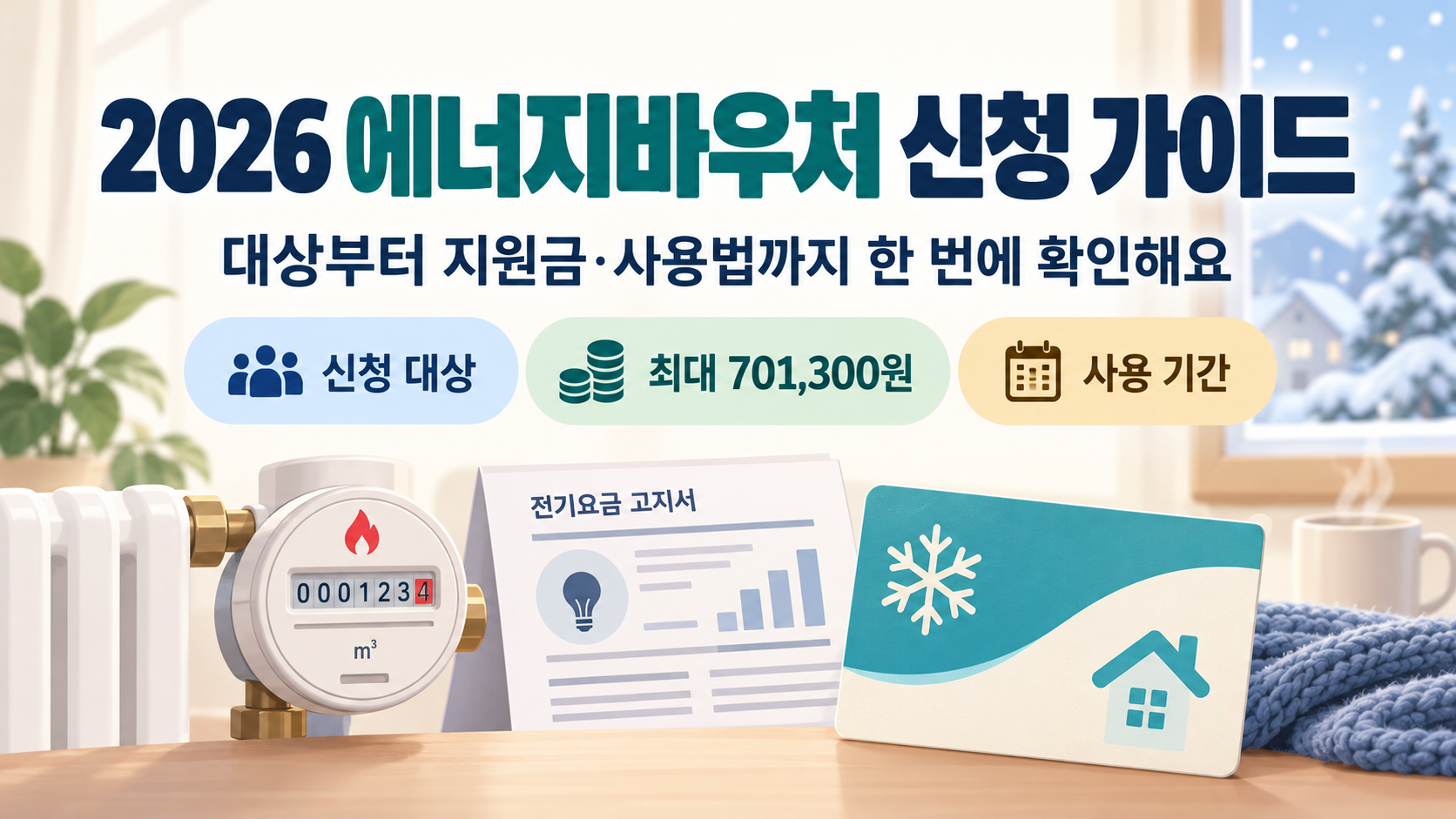 2026 에너지바우처 신청 가이드: 대상·지원금·사용법 확인