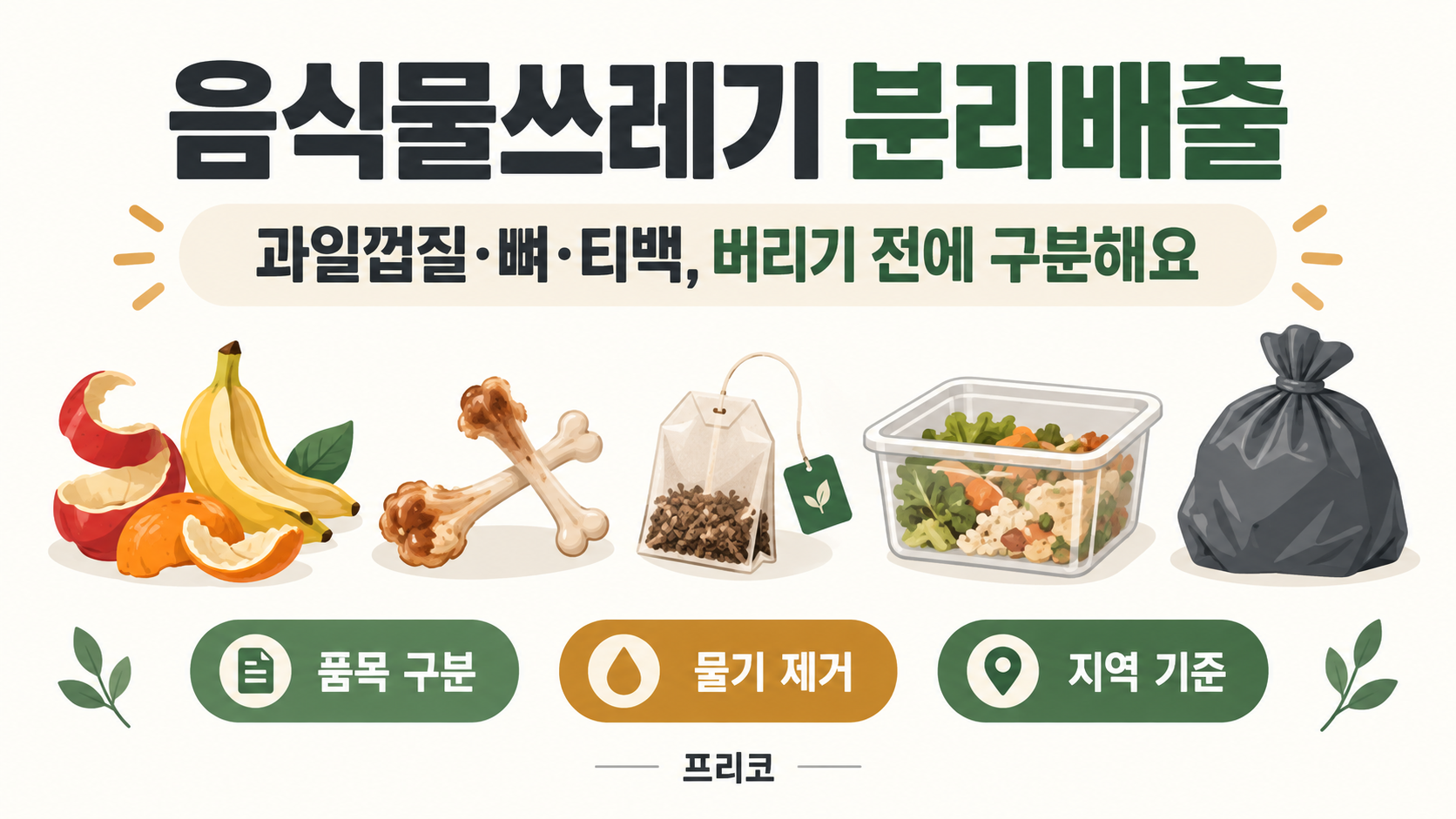 음식물쓰레기 분리배출: 과일껍질·뼈·티백 구분법