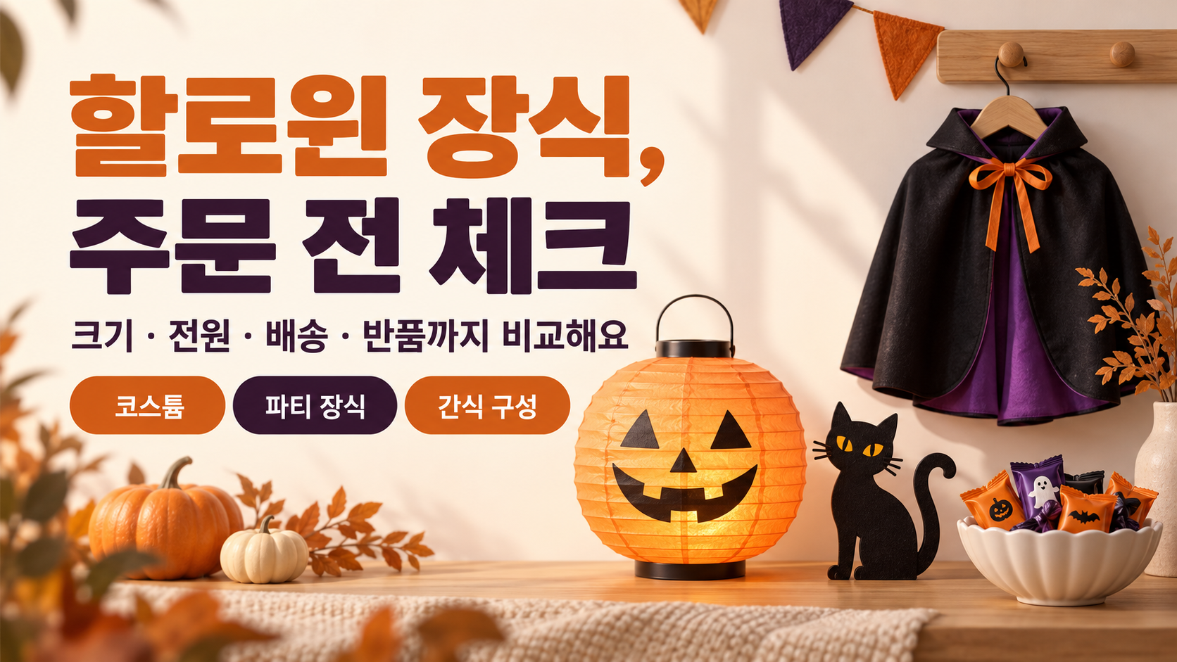 2026 할로윈 홈파티 소품 구매 가이드: 코스튬·장식·간식 체크
