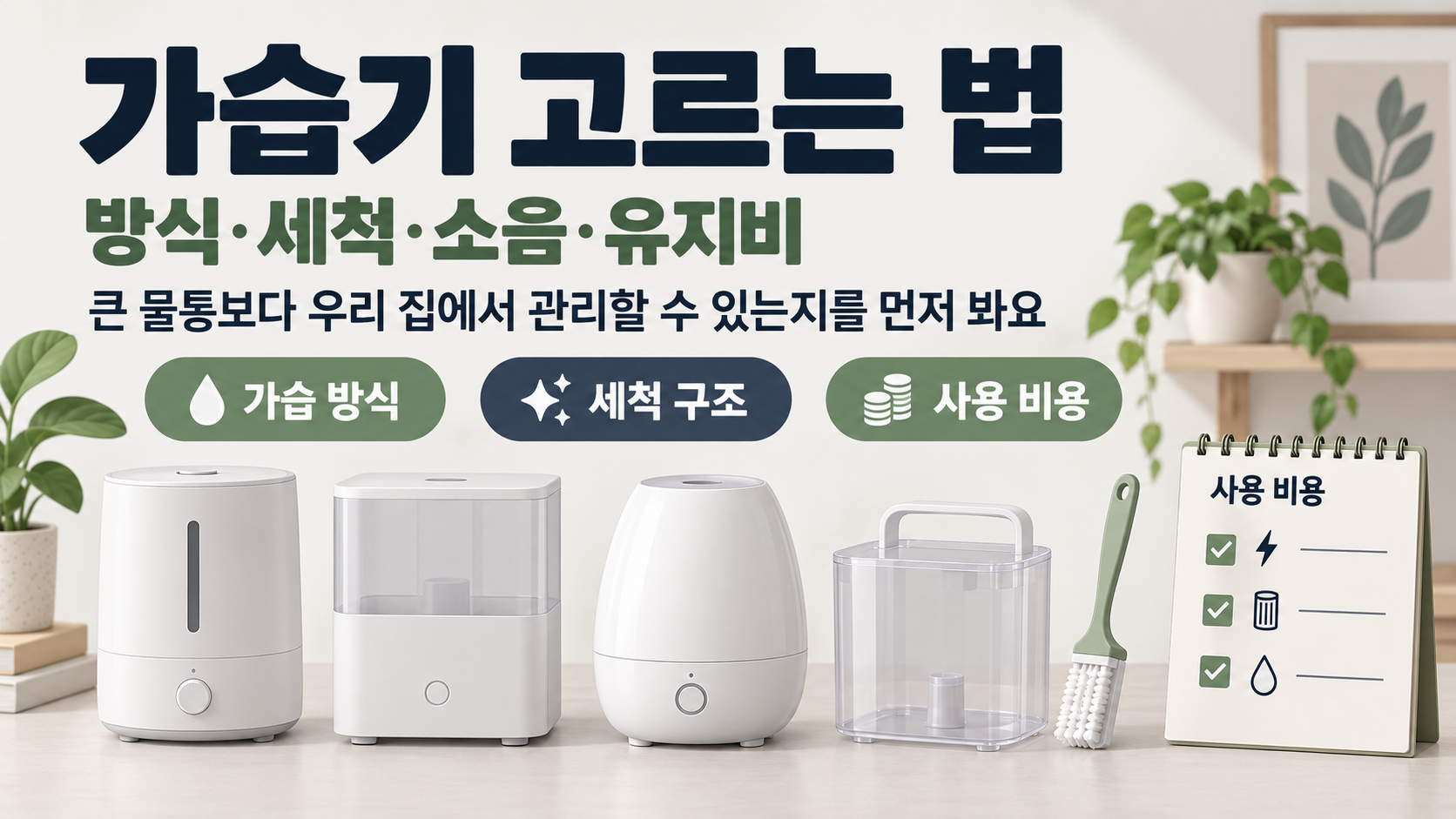 가습기 고르는 법: 방식·세척·소음·유지비