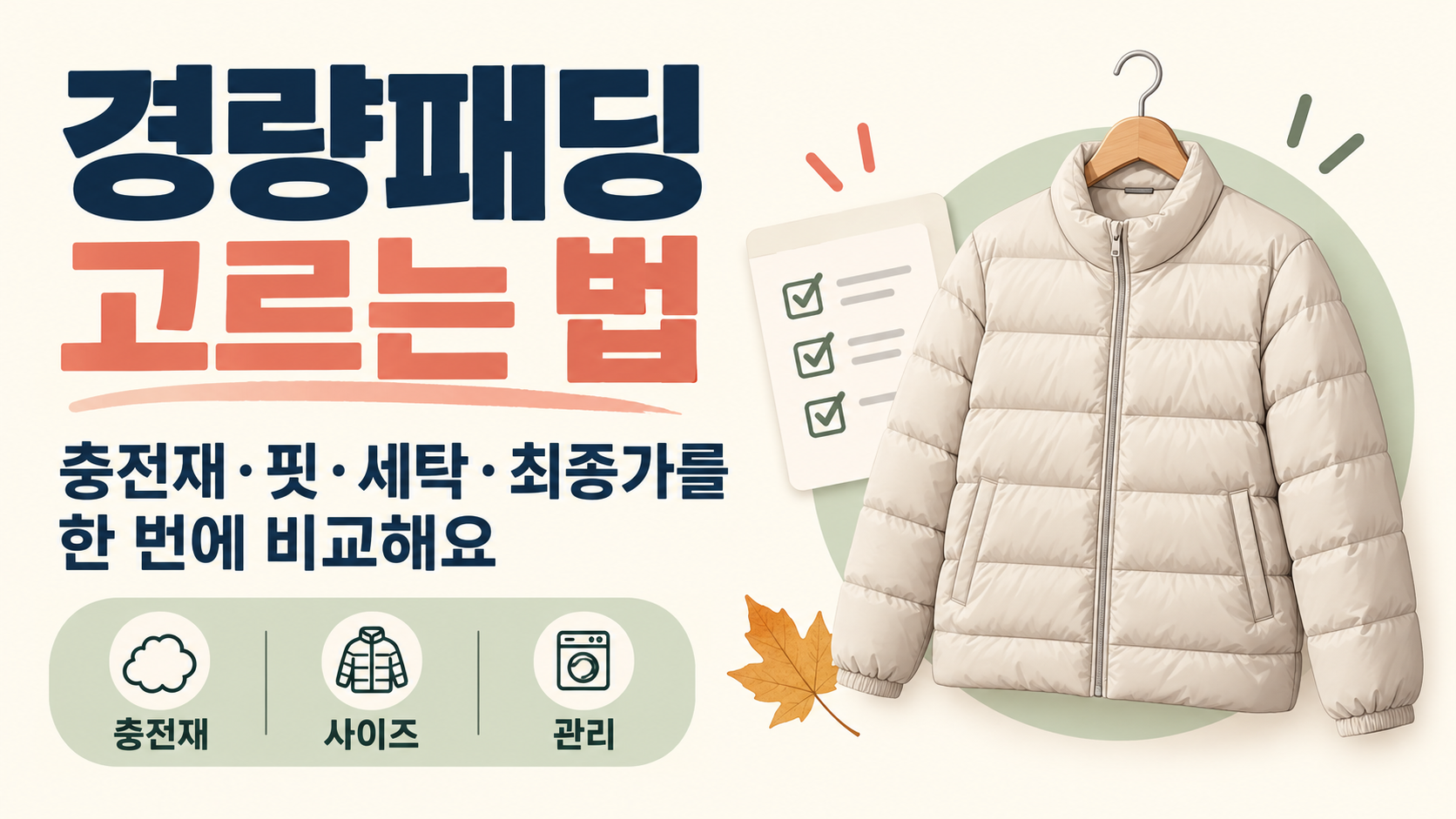 경량패딩 고르는 법: 충전재·핏·세탁·최종가 체크