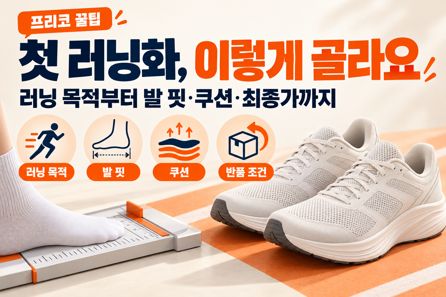 첫 러닝화 고르는 법: 핏·쿠션·용도·반품 체크