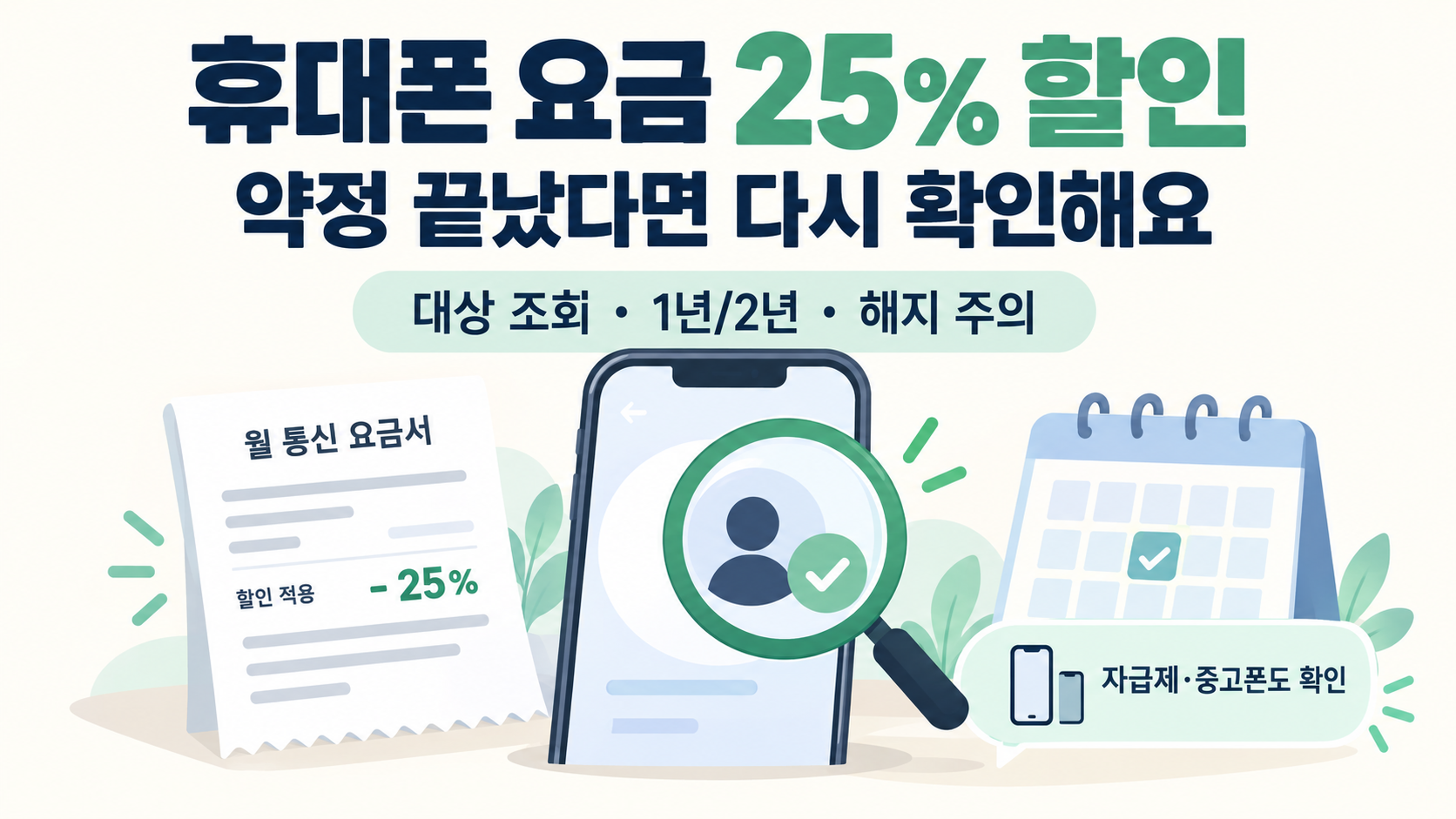 휴대폰 요금 25% 선택약정 할인, 약정 끝났다면 다시 확인해요
