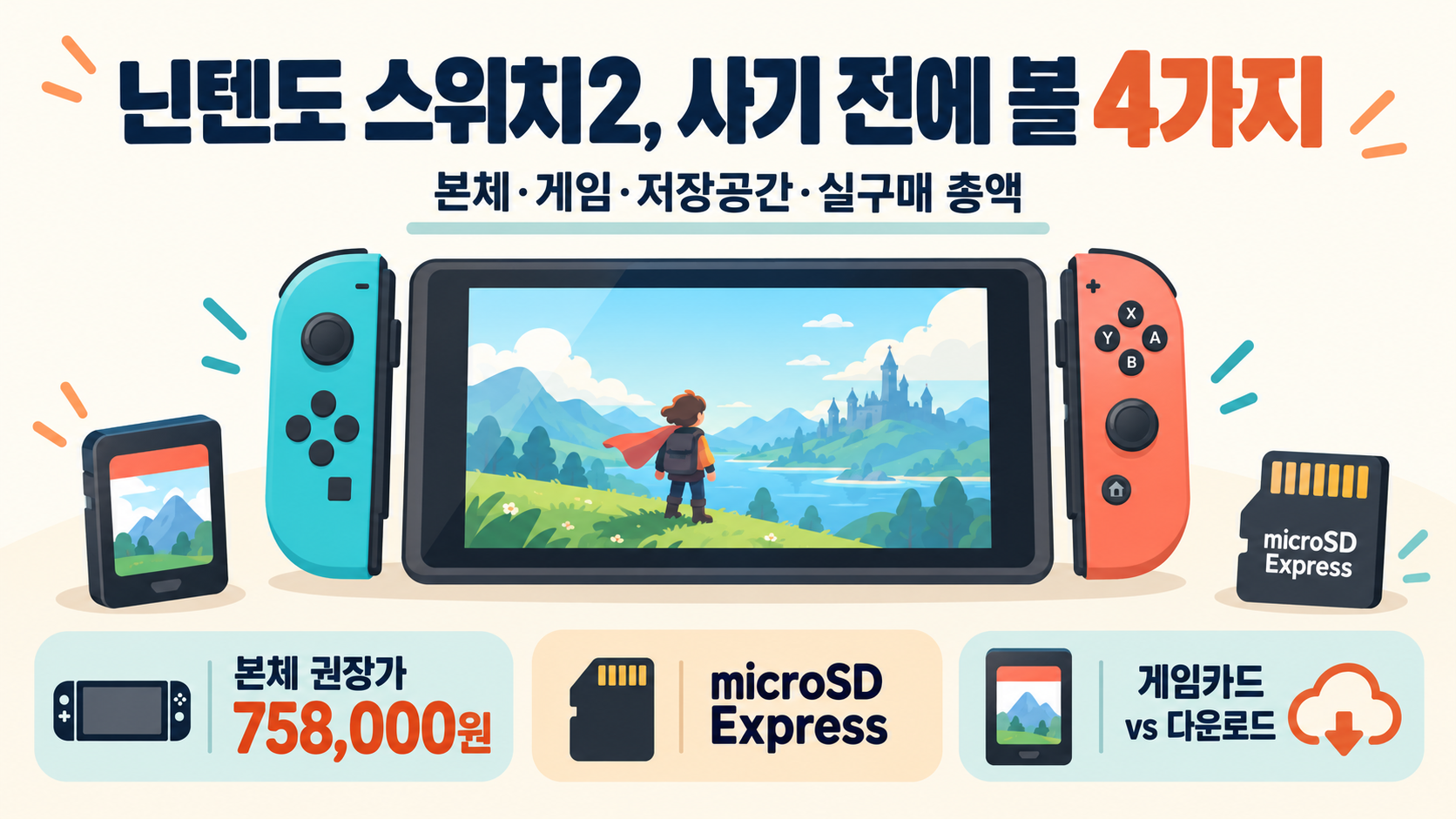 닌텐도 스위치2 구매 가이드: 본체·게임·저장공간 총액 체크