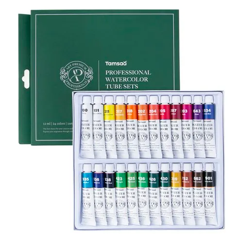 탐사 전문가용 수채화 물감 튜브 12ml x 24종 세트