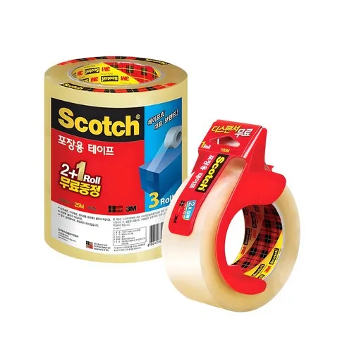 스카치 포장 박스 테이프 48mm x 25m 3625V 2+1 + 48mm x 100m 3615 + 디스펜서