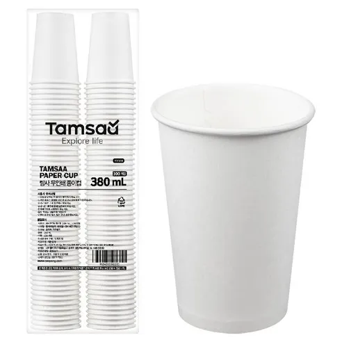 탐사 고평량 종이컵 무인쇄 380ml