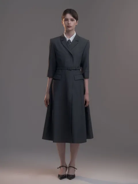 Jenn Long Belted Dress - Grey