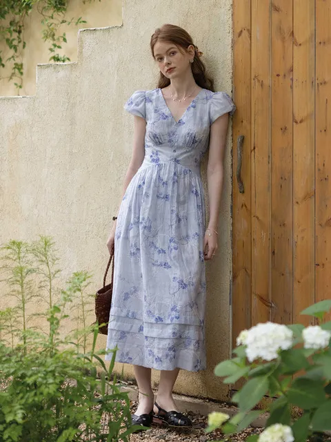 DA_Embroidery slim florals dress