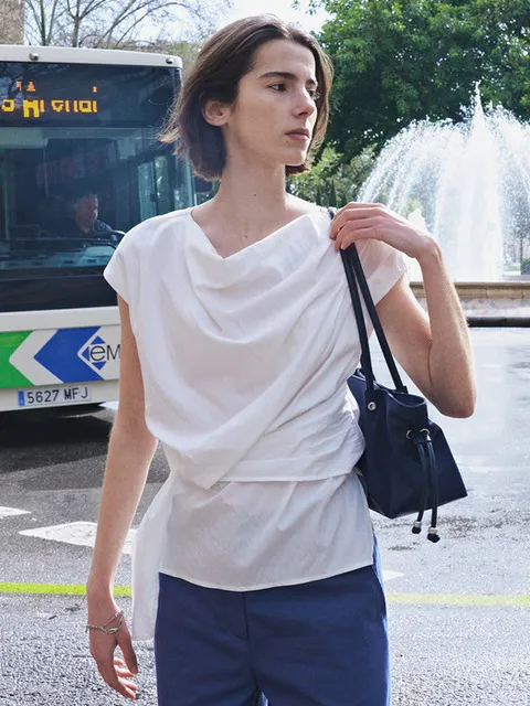 Asymmetric Draped Sleeveless Top SW6MB714_4color