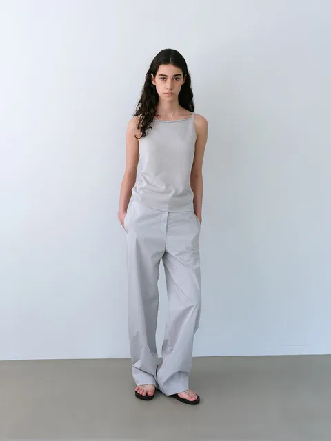 Crisp Wide Straight Pants (Ash Gray)