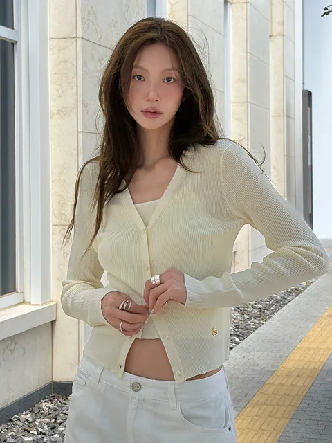 V-neck Cardigan & Sleeveless Top Set_9color