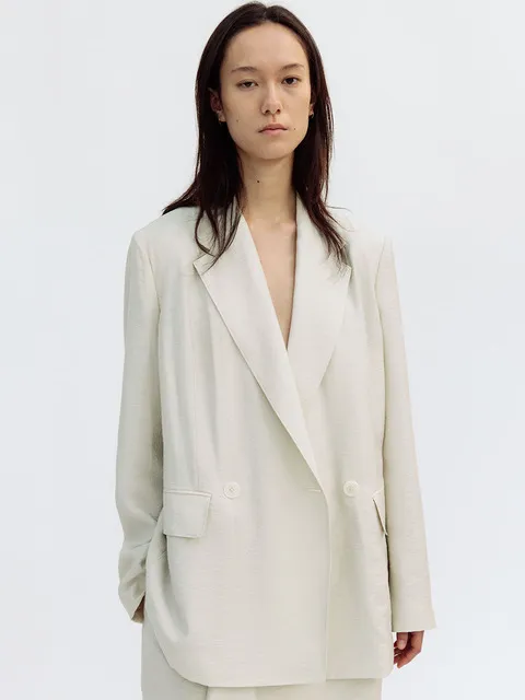 OVER-FIT SILKY BLAZER (ECRU)