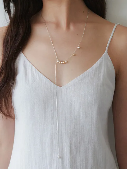 silver grape chain drop necklace 2color JN052