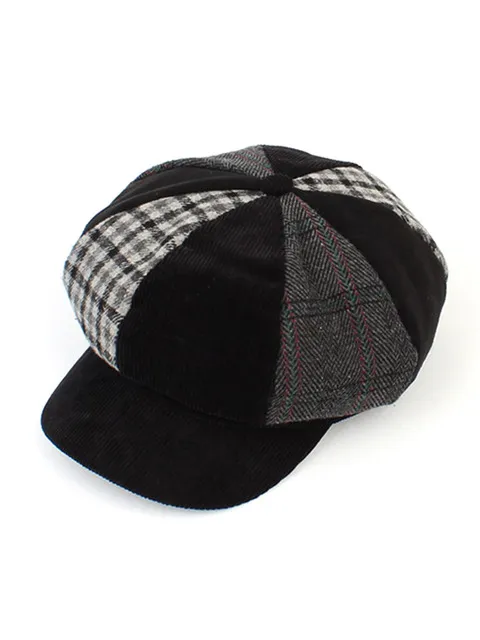 Patchwork Corduroy Black Newsboy Cap 뉴스보이캡