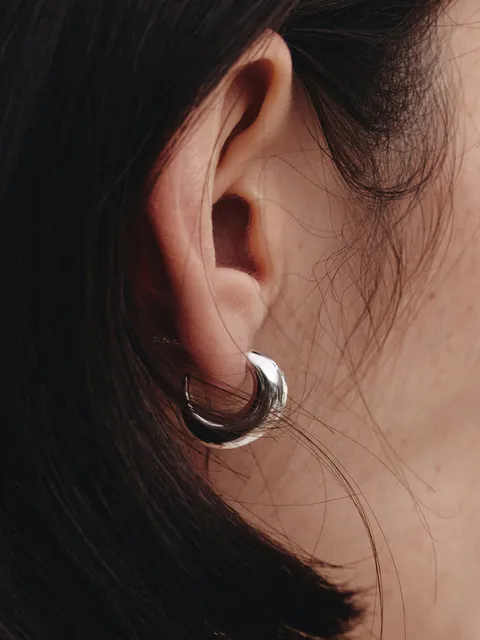 H에디션 실버(W) 볼륨 후프 귀걸이 HL6E42603W9XXX