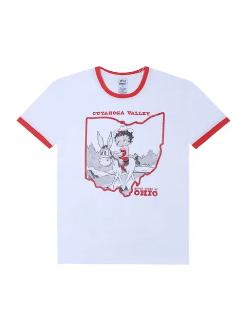 와일드동키 T-CUYAKOGA WHITE/RED 베티 링거 공용 반팔티