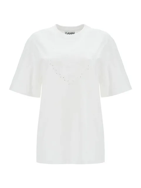 가니 라인스톤 로고 자수 반팔 티셔츠 T4033 151 BRIGHT WHITE DOM