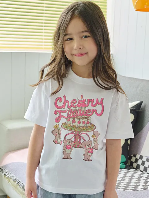 KIDS 테디스 케이크 반팔티 화이트