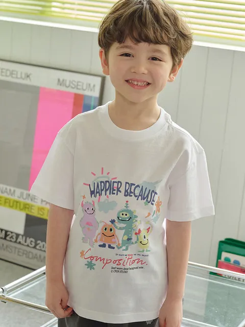 KIDS 해피 데이 반팔티 화이트