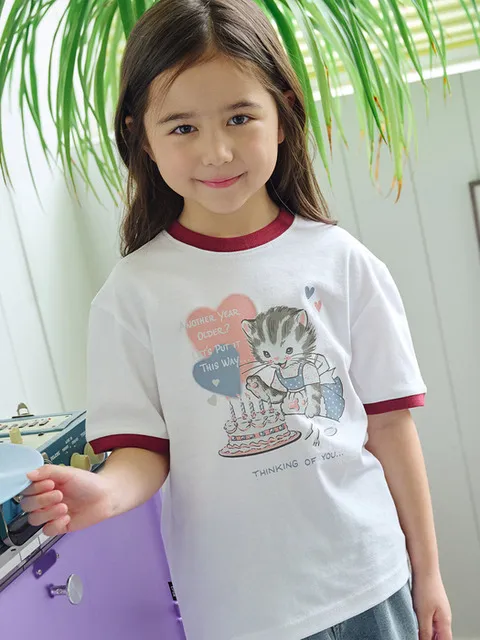 KIDS 스윗 키티 링거 반팔티 화이트