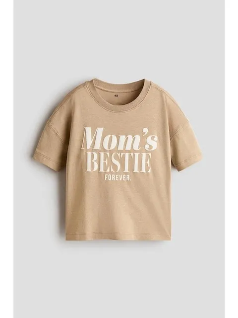 프린트 코튼 티셔츠 베이지/Moms Bestie 1355491003