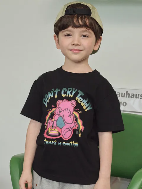 KIDS 돈크라이 테디 반팔티 블랙