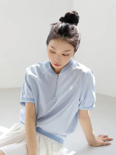 에센셜 집업 반팔 티셔츠 S/BL