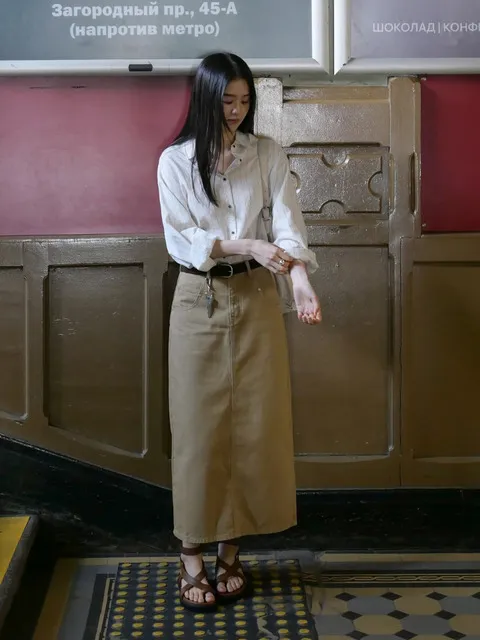 Brun Skirt_Brown (+belt set)
