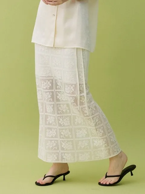 MOA LACE LONG SKIRT - CREAM