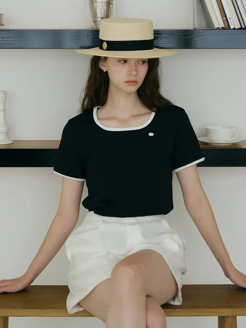 G Coloration Square Neck Half Tshirt_2colors