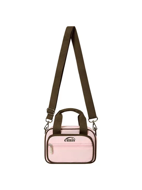NYLON COLOR-BLOCK MINI CROSS BAG-PINK