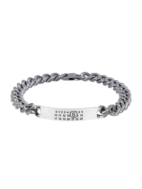 메종마르지엘라 SM6UY0049 SV0235 954 MM6 인그레이빙 넘버링 로고 체인 팔찌