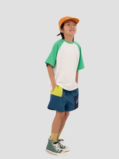 Junior Color Block Embroidery Logo Shorts