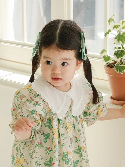 숲속 토끼들 - 아기 카라 원피스