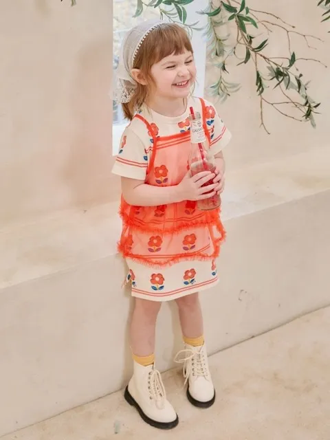플라워 샤 레이어드 원피스 아이보리