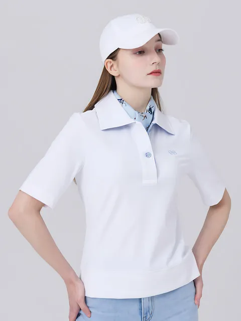 24SS 골프 아이스 쿨 루즈 핏 7부소매 화이트 티셔츠
