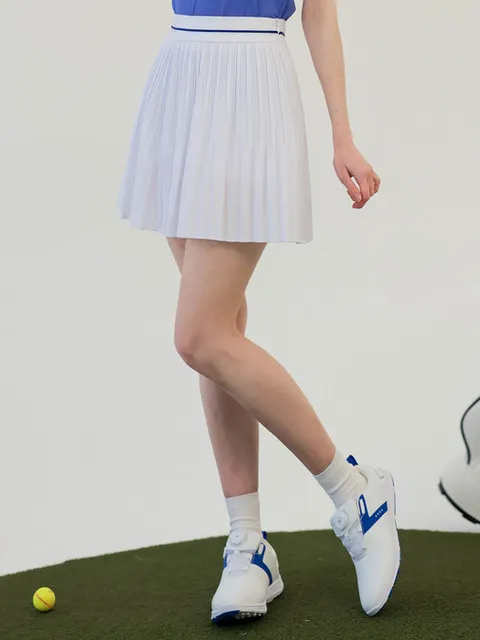 포카린 배색라인 플리츠 스커트