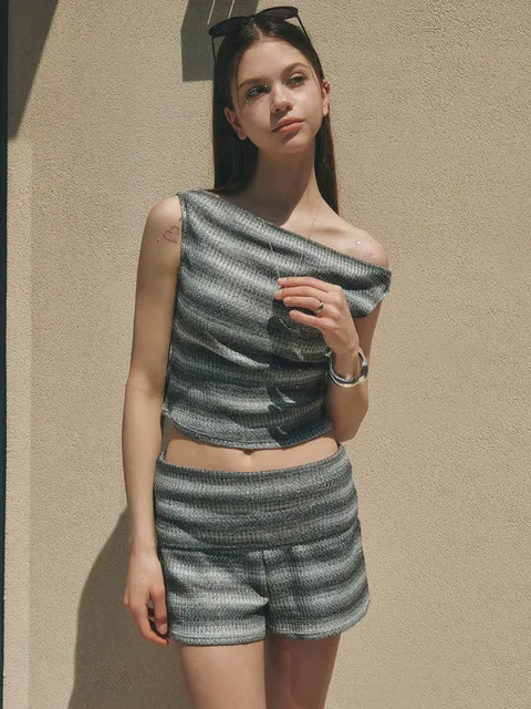 원숄더 탑 & 폴더블 쇼츠 비키니 MDSW008_2 Colors