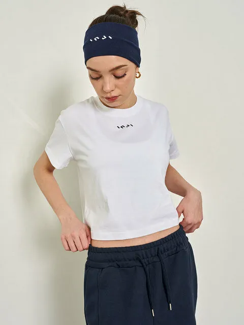 박시 로고 크롭 티 화이트