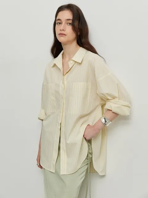 OVERFIT STRIPE SHIRT - YELLOW