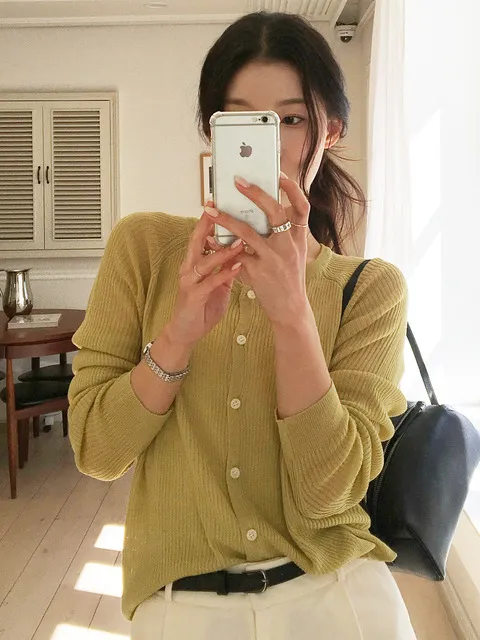 린넨 썸머 라운드 가디건 소프트 올리브 amr2235
