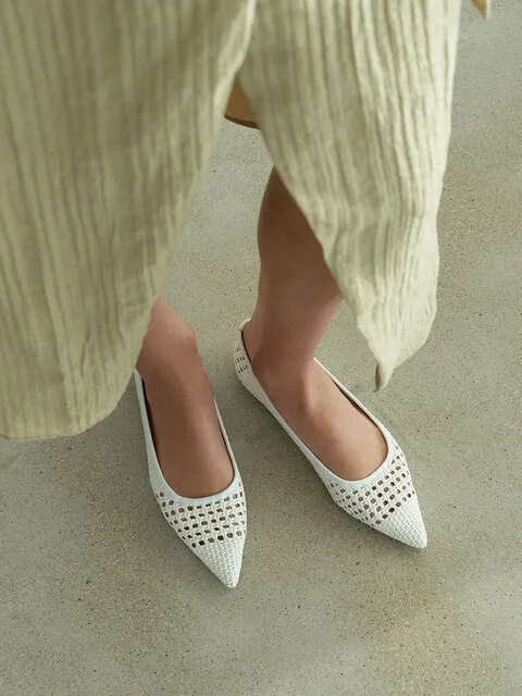 NEW Weaving Stiletto Flats - 3colors l 1cm 위빙 메쉬 플랫슈즈