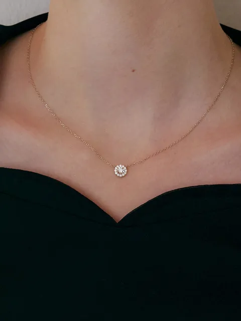 14k Radiant Halo Necklace
