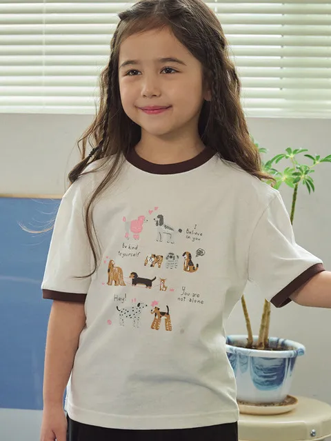 KIDS 코지 퍼피 링거 반팔티 아이보리