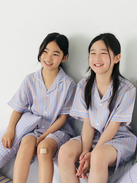 26 Summer Silk Fit Between time S Kids Short-Sleeved Pajamas Set