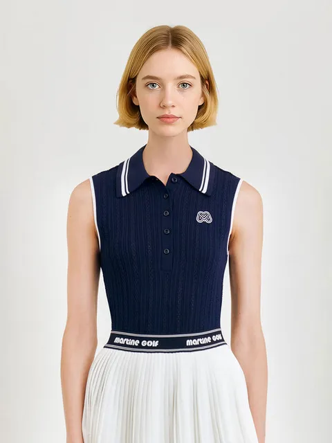 Sleeveless Collar Sweater_Navy (QW0DRD20949)