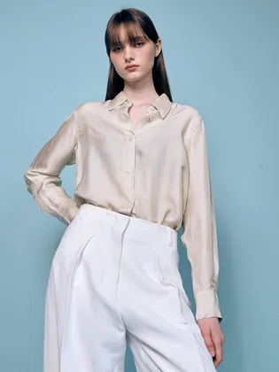 Soft Silk Shirts Women In Beige